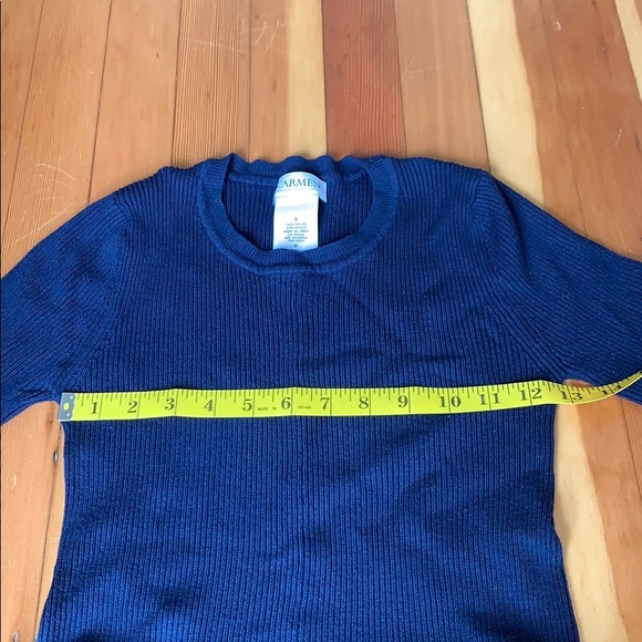 Carmen Marc Valvo Navy Blue Peplum Top - Picture 6 of 10